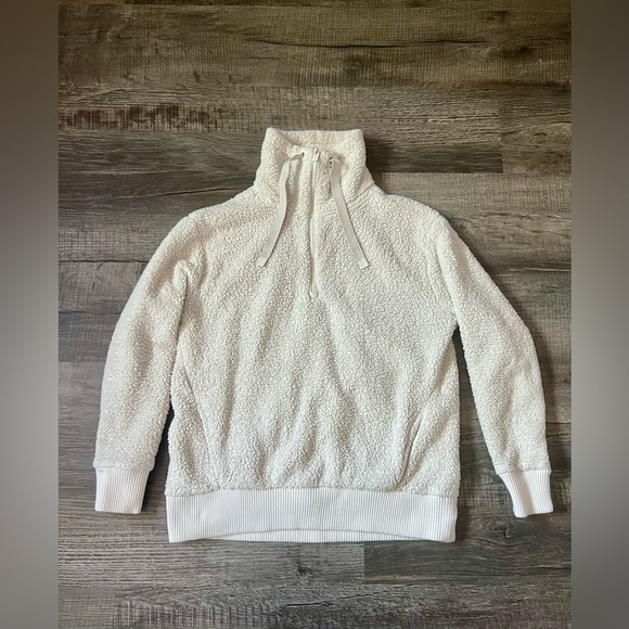 ATHLETA Talus Sherpa Half Zip White Pullover Cream XS Cozy Lounge Winter Jacket - Picture 5 of 7